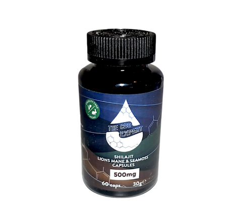 The CBD Expert 500mg Shilajit Lions Maine & Seamoss Capsules - 60 Caps