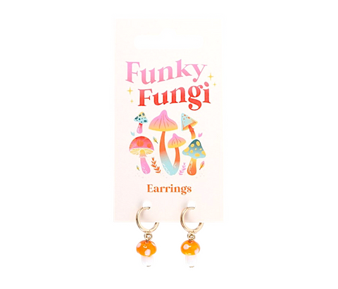 Orange Mushroom Dangle Earrings