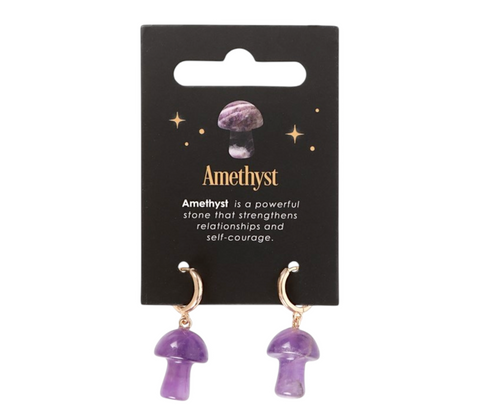 Amethyst Crystal Mushroom Earrings