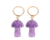 Amethyst Crystal Mushroom Earrings