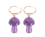 Amethyst Crystal Mushroom Earrings