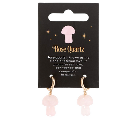 Rose Quartz Crystal Mushroom Earrings