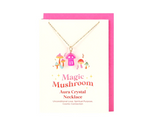 Pink Aura Crystal Mushroom Necklace Greeting Card
