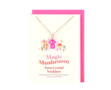 Pink Aura Crystal Mushroom Necklace Greeting Card