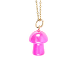 Pink Aura Crystal Mushroom Necklace Greeting Card