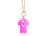 Pink Aura Crystal Mushroom Necklace Greeting Card