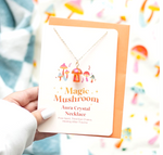 Orange Aura Crystal Mushroom Necklace Greeting Card