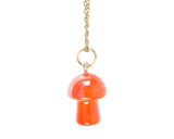 Orange Aura Crystal Mushroom Necklace Greeting Card