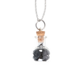 Protection Black Obsidian Crystal Chip Potion Bottle Necklace