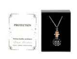 Protection Black Obsidian Crystal Chip Potion Bottle Necklace