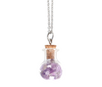 Calming Amethyst Crystal Chip Potion Bottle Necklace