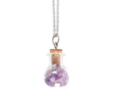 Calming Amethyst Crystal Chip Potion Bottle Necklace