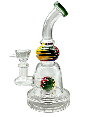 Glass Percolator Bong 17cm - Green Rim