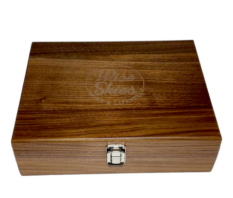 Wise Skies Deluxe Natural Walnut Wooden Rolling Box