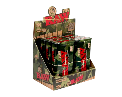 Raw Camo Design Tin + 100 Pre Rolled Tips