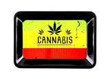Cannabis Leaf Metal Rolling Tray With Magnetic Lid - Mini (18 x 12.5 cm)