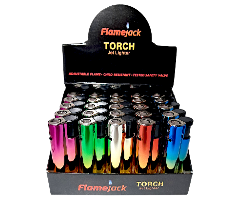 Flamejack Metal Windproof Jet Flame Lighter (Choice Of 5 Colours)