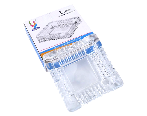 Sparkys Square Crystal Glass Ashtray Large
