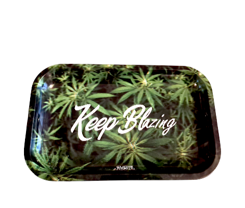Smoke Arsenal Medium Metal Rolling Tray - Keep Blazing (28cm x 18cm)