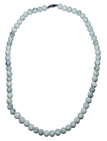 8mm Beaded Crystal Stone Necklace - Howlite