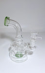 Glass Mini 15cm Percolator Bong (14mm) - Green Rim