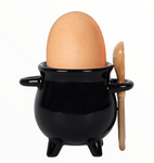 Cauldron Egg Cup With Broom Spoon